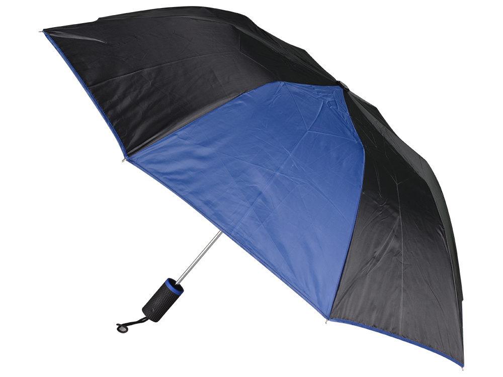 Зонт складной Логан полуавтомат, черный/синий