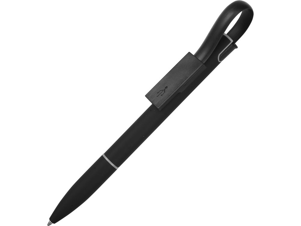 Ручка шариковая с кабелем USB, черный