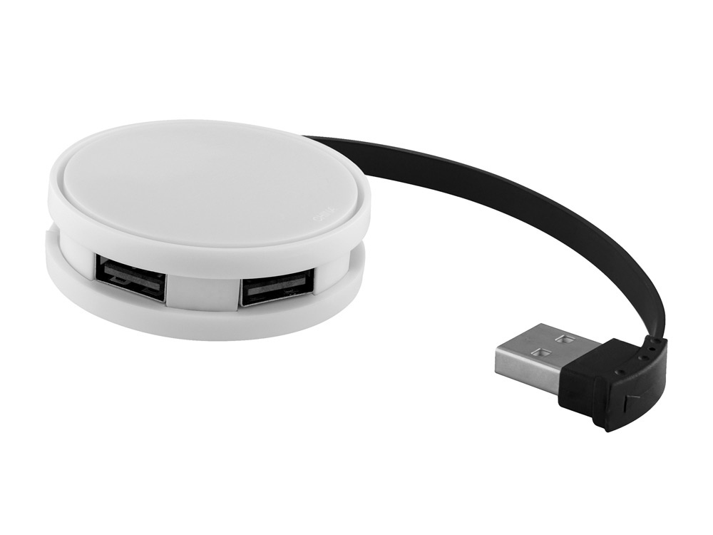 USB Hub Round, на 4 порта, белый/черный