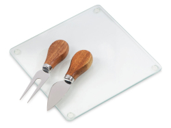 Набор для сыра Dorblue из стеклянной доски и вилки с ножом