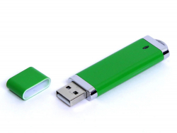 USB-флешка промо на 64 Гб прямоугольной классической формы, зеленый