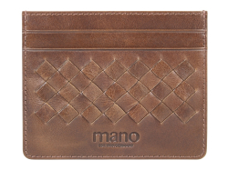 Портмоне для кредитных карт Mano Don Luca, натуральная кожа в коньячном цвете, 10,3 х 8,3 см