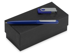 Подарочный набор Skate Mirro с ручкой для зеркальной гравировки и флешкой, синий