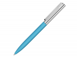 Ручка металлическая шариковая Bright GUM soft-touch с зеркальной гравировкой, голубой