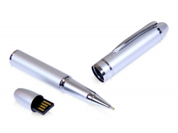 USB-флешка на 64 ГБ в виде ручки с мини чипом, серебро