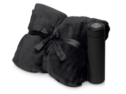 Подарочный набор с пледом, термосом Cozy hygge, черный