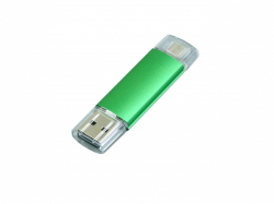 USB-флешка на 64 ГБ.c дополнительным разъемом Micro USB, зеленый