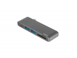 Сетевой USB адаптер/концентратор 5 в 1 Rombica Type-C M2, серый