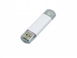 USB-флешка на 64 ГБ.c дополнительным разъемом Micro USB, белый