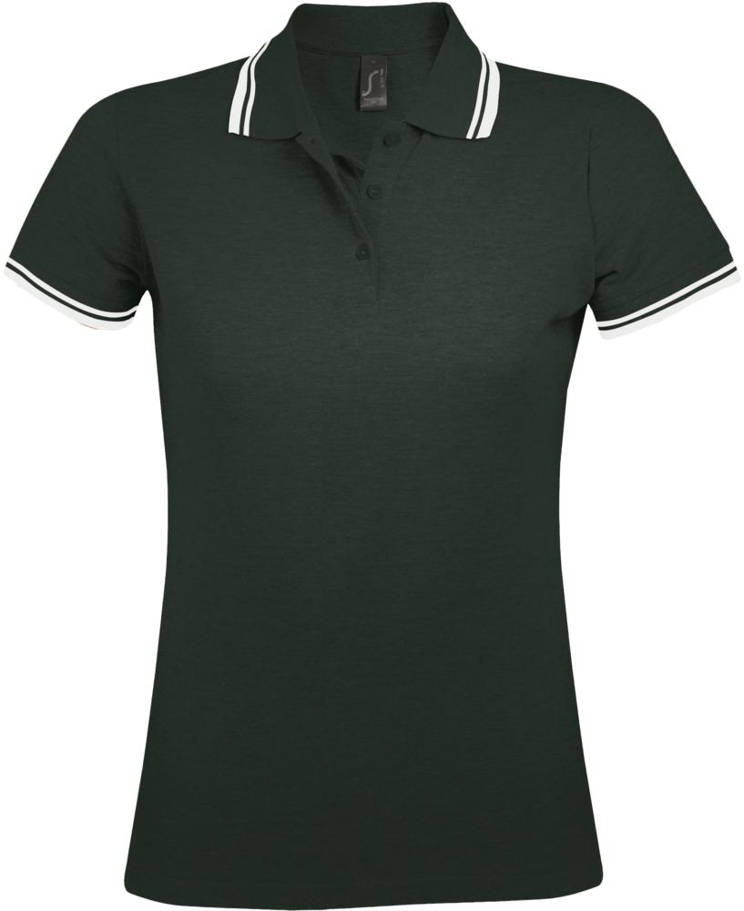 Рубашка поло женская Pasadena Women 200 с контрастной отделкой зеленая с белым, размер S