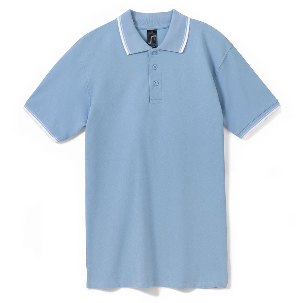 Рубашка поло мужская с контрастной отделкой Practice 270, голубой/белый, размер S
