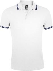 Рубашка поло мужская Pasadena Men 200 с контрастной отделкой белая с синим, размер S