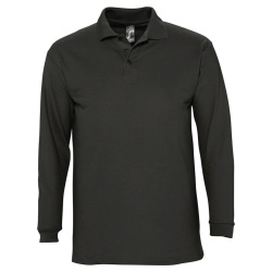 Рубашка поло мужская с длинным рукавом Winter II 210 черная, размер S