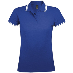 Рубашка поло женская Pasadena Women 200 с контрастной отделкой ярко-синяя с белым, размер M