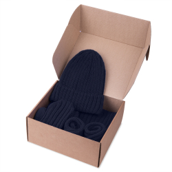 Набор подарочный НАСВЯЗИ: шапка, шарф, варежки, носки, темно-синий