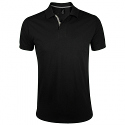 Рубашка поло мужская "Portland Men" черный, серый_XL, 100% х/б, 200г/м2