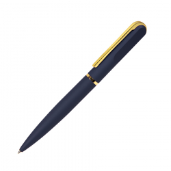 FARO, ручка шариковая, темно-синий/золотистый, металл, пластик, софт-покрытие
