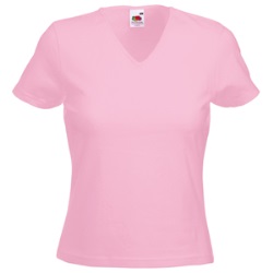 Футболка "Lady-Fit V-Neck T", светло-розовый_XS, 95% х/б, 5% эластан, 210 г/м2