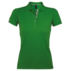Поло "Portland Women", зеленый, серый_L, 100% х/б, 200г/м2