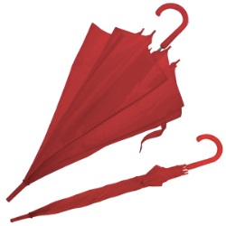 Зонт-трость с пластиковой ручкой, механический; красный; D=103 см; 100% полиэстер