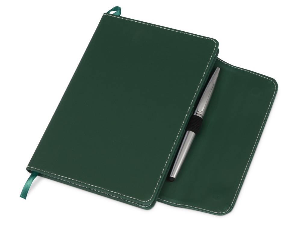 Блокнот A5 Horsens с шариковой ручкой-стилусом, зеленый