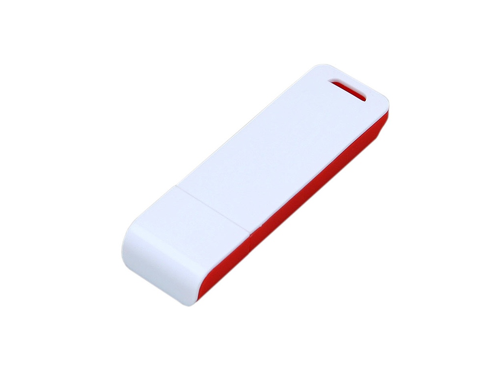 Флешка прямоугольной формы, оригинальный дизайн, двухцветный корпус, 16 Гб, красный/белый