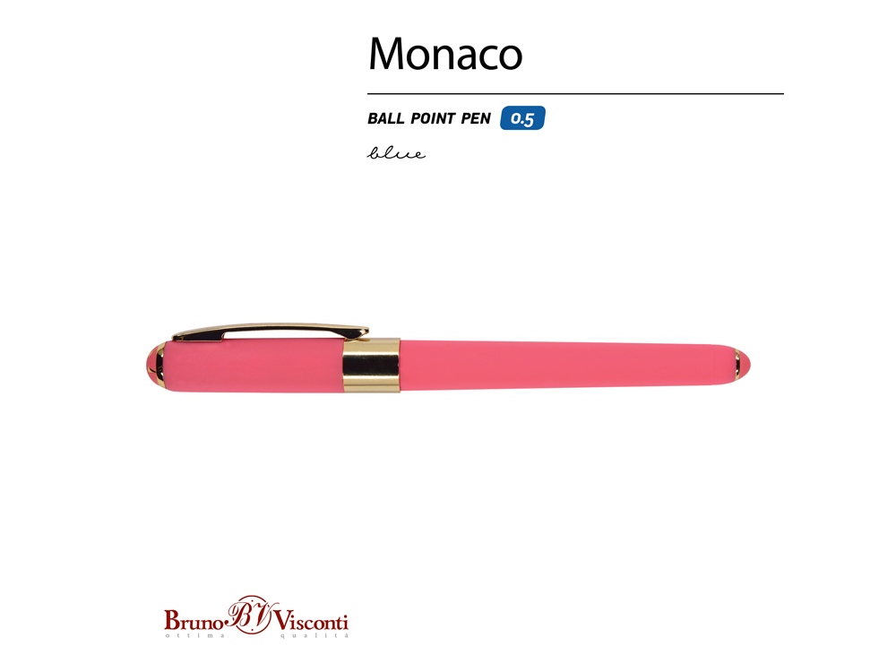 Ручка пластиковая шариковая Monaco, 0,5мм, синие чернила, коралловый
