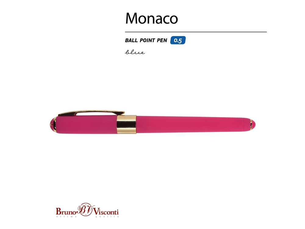 Ручка пластиковая шариковая Monaco, 0,5мм, синие чернила, малиновый