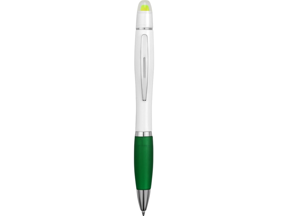 Ручка шариковая с восковым маркером белая/зеленая