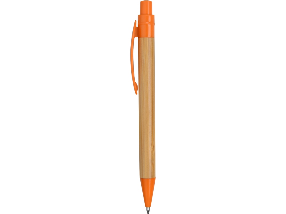 Ручка шариковая Листок, бамбук/оранжевый