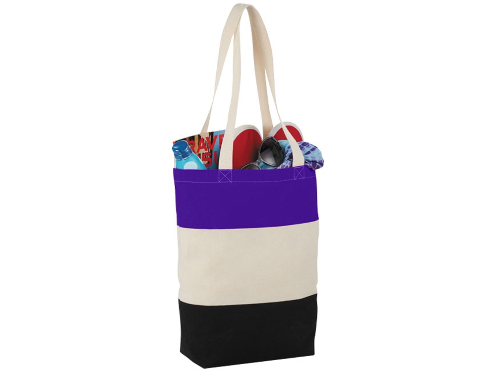 Хлопковая сумка Colour Block, пурпурный/бежевый/черный