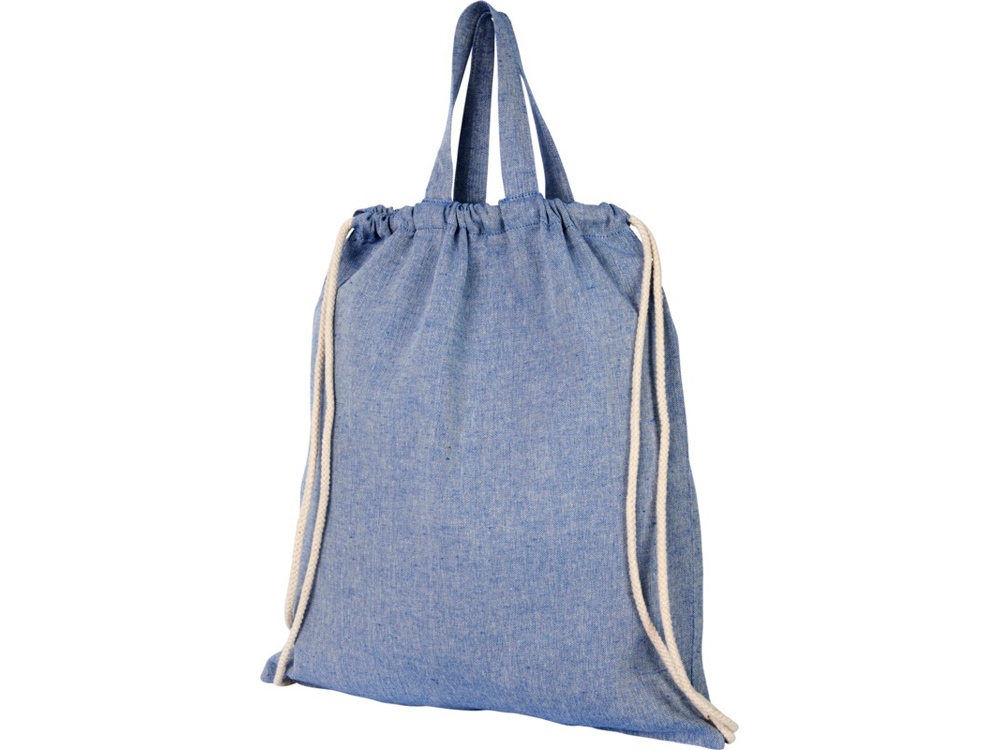 Рюкзак со шнурком Pheebs из 150 г/м² переработанного хлопка, синий