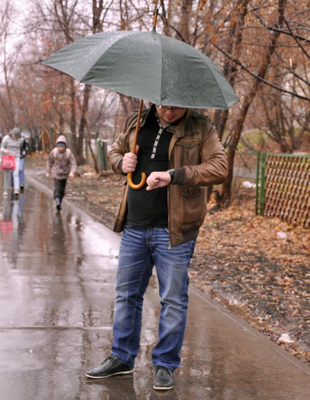 Зонт-трость с деревянной ручкой "Денди"