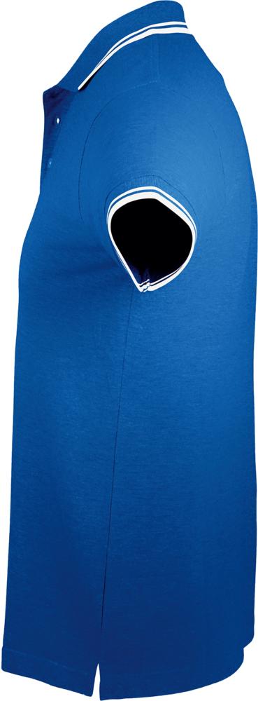 Рубашка поло мужская Pasadena Men 200 с контрастной отделкой ярко-синяя с белым, размер S