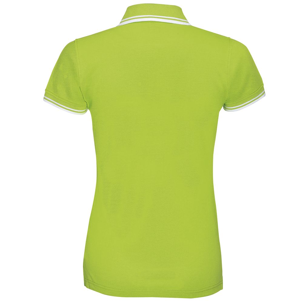 Рубашка поло женская Pasadena Women 200 с контрастной отделкой, зеленый лайм/белый, размер L