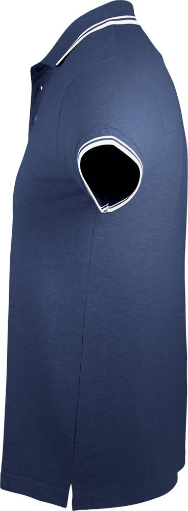 Рубашка поло женская Pasadena Women 200 с контрастной отделкой темно-синяя с белым, размер L