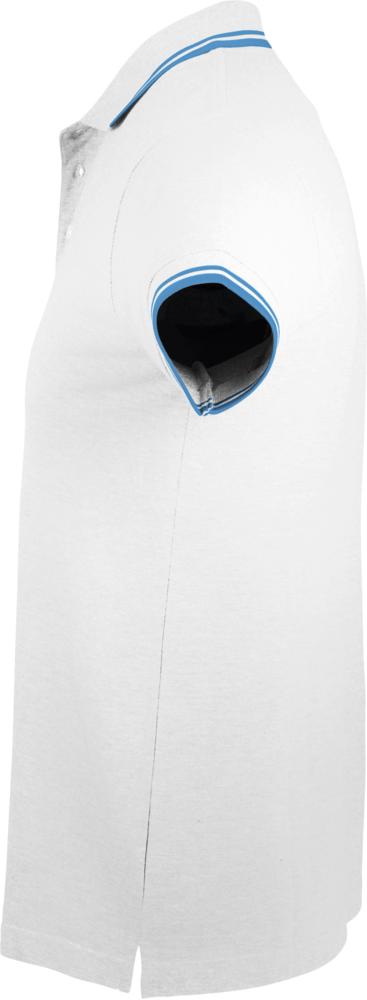 Рубашка поло женская Pasadena Women 200 с контрастной отделкой белая с голубым, размер L
