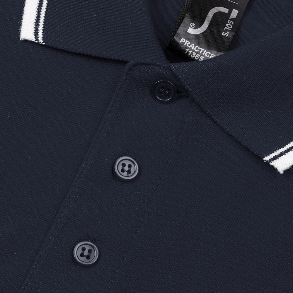 Рубашка поло мужская с контрастной отделкой Practice 270, темно-синий/белый, размер S