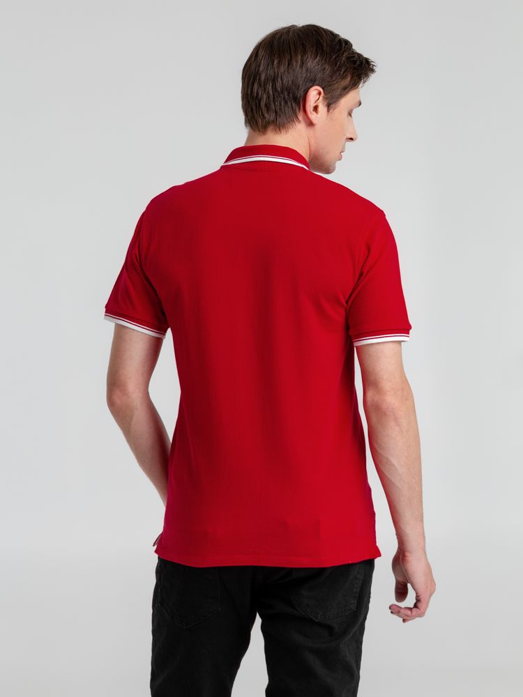 Рубашка поло мужская с контрастной отделкой Practice 270, красный/белый, размер M