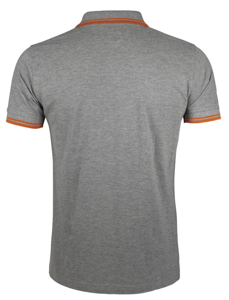 Рубашка поло мужская Pasadena Men 200 с контрастной отделкой, серый меланж/оранжевый, размер XXL
