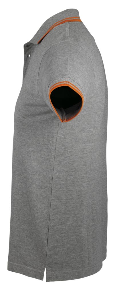 Рубашка поло мужская Pasadena Men 200 с контрастной отделкой, серый меланж/оранжевый, размер XXL
