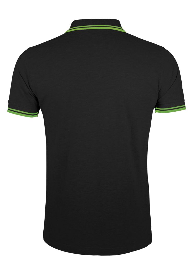 Рубашка поло мужская Pasadena Men 200 с контрастной отделкой, черный/зеленый, размер XXL