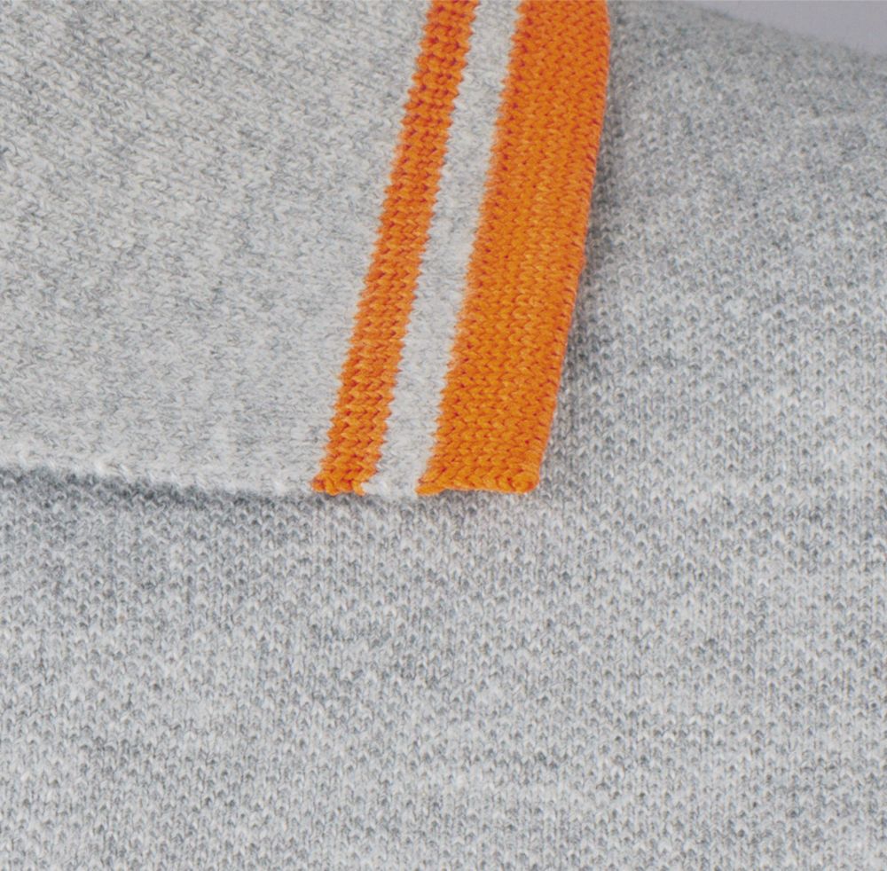 Рубашка поло женская Pasadena Women 200 с контрастной отделкой, серый меланж/оранжевый, размер M