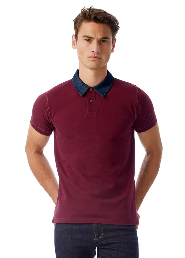 Рубашка поло мужская DNM Forward бордовый/синий джинс, размер M