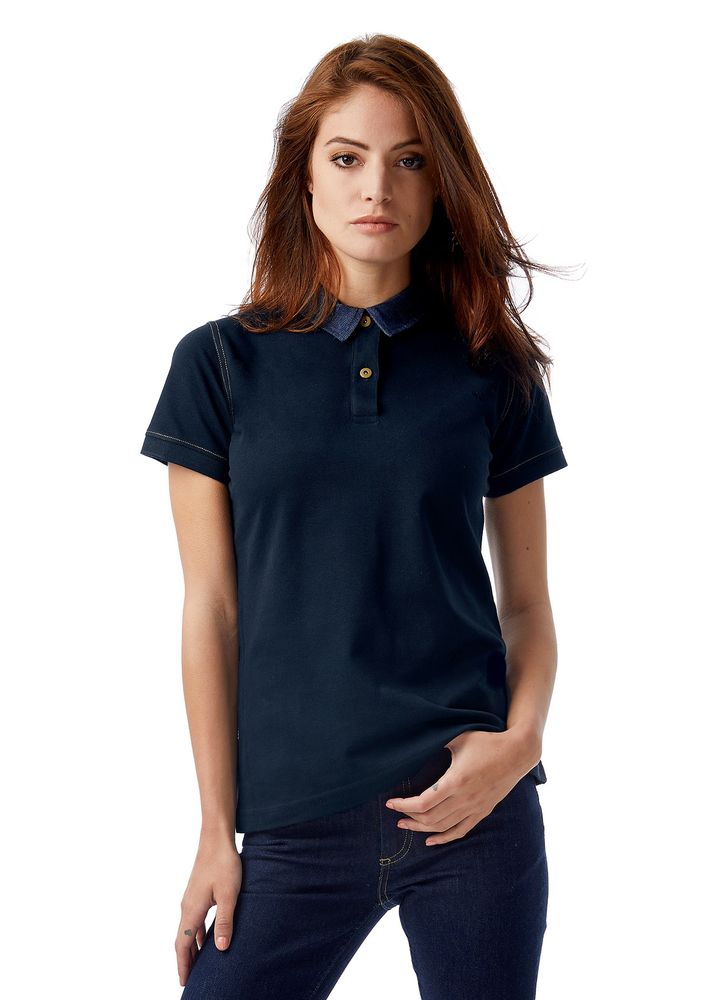 Рубашка поло женская DNM Forward бордовый/синий джинс, размер S