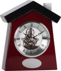 Часы настольные Домик, коричневый/серебристый