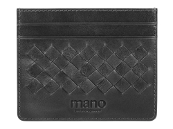 Портмоне для кредитных карт Mano Don Luca, натуральная кожа в черном цвете, 10,3 х 8,3 см