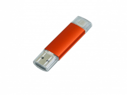 USB-флешка на 16 Гб.c дополнительным разъемом Micro USB, оранжевый