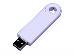USB-флешка промо на 16 Гб прямоугольной формы, выдвижной механизм, белый