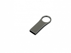 USB-флешка на 16 Гб с мини чипом, компактный дизайн с большим круглым отверстием., серебро
